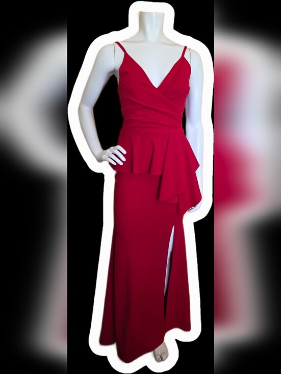 Lenovia Dresses & Skirts - Lenovia Spaghetti Strap Peplum Maxi Dress with Side Slit